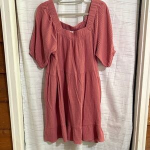 Wonderly Coral Square Neck Mini Dress